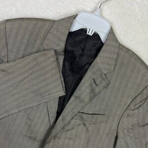 Polo Ralph Lauren Blazer Suit Jacket Mens 42R Silk‎ Cashmere Herringbone Gray